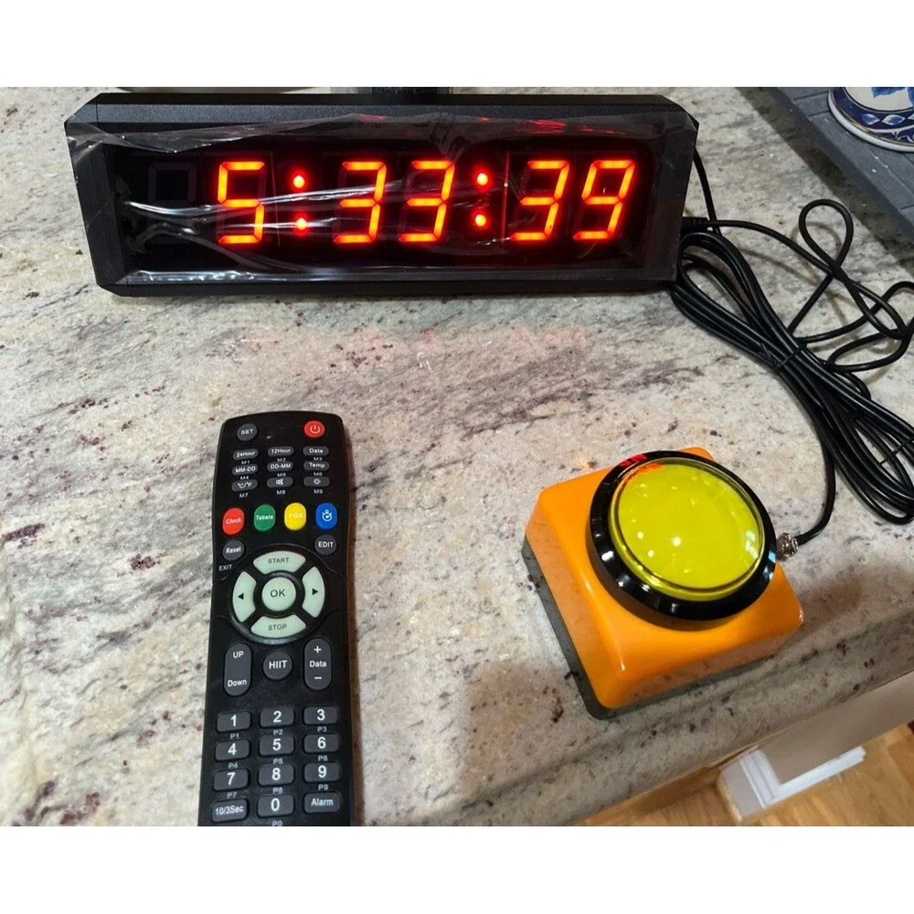 Fitness Timer with Stopwatch Button & Remote for School Exam Home Exercise Gym